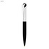A black metal ball pen with a silver clip and trim. It features a sleek design and branding.