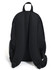 A black backpack with padded straps and a sleek design, featuring side mesh pockets and a logo.