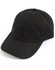 A black cotton twill unstructured cap with a rounded crown and a curved brim, featuring a logo.