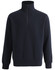 A navy fleecey sweat with a half zip collar and long sleeves, featuring a simple design and a small logo.