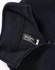 A navy 1/2 zip collar fleecy sweat with a smooth interior and a tag, featuring a logo.