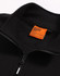 A black unisex premium fleece half zip sweatshirt featuring a zippered front and a tag inside.