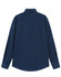 A navy blue men's smart casual cotton blend long-sleeve shirt with a standard collar and buttoned cuffs.