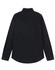 A black long-sleeved shirt with a collar and button cuffs, featuring a back yoke and tailored design.