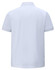 A white men's ultrafine cotton pique polo shirt with short sleeves and a collar, featuring a logo on the back.