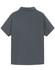 A grey ladies' high-performance polo shirt with a classic collar and short sleeves, featuring a branding logo.
