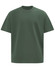 An oversized unisex tee in a deep green colour, featuring a simple, minimalist design with a logo.