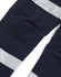 DWR water-repellent flexi work pants in navy with reflective tape accents. Features multiple pockets and a logo.
