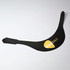 A black sun visor featuring a logo, designed to shield from sunlight.