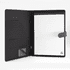A black RPET portfolio featuring a notepad, card slots, and a recycled symbol on the bottom corner.