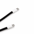 A black charging lanyard with two USB connectors at each end, featuring white accents.