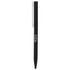 A black metal pen with a sleek design, featuring a clip and a logo on the body.