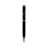 A sleek black metal twist pen featuring a logo, ideal for writing elegantly.