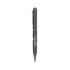 A metal twist pen in dark grey with a clip and a logo.