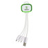 A green and white 4-in-1 charging cable with multiple connector tips and a branding logo.