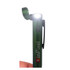 A green stylus pen with a built-in light, featuring a clip and a logo.