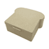 A sandwich box in a beige colour with a rounded top, resembling a slice of bread, featuring a logo.