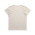 A beige kids' staple tee, featuring a simple crew neckline and short sleeves, with a logo on the back.
