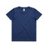 A navy blue kids' staple tee with a classic crew neck design and short sleeves. It has a label inside.