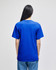 A blue Champion adult short-sleeve T-shirt viewed from the back, featuring a branded logo.
