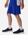 Men's Pro-Lock Performance Shorts in blue, featuring a loose fit and detailed design, paired with black athletic shoes.