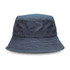 A bucket hat in a dark navy colour with a relaxed brim and a textured finish, featuring a logo.