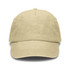 A vintage washed cap in a light beige colour with a curved brim and a logo.