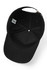 A black 5-panel cap made of 280gsm 100% cotton drill, featuring a logo inside.