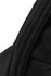 A close-up view of a black fabric cap displaying detailed stitching along the edges and seams.
