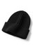 A black ribbed beanie with a turned-up cuff, displayed on a white background. It features a simple, unbranded design.