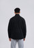 A black men's/unisex polar fleece half zip top displayed from the back, featuring a simple design and a logo.