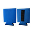 A blue magnetic stubby holder with a black patch on one side for attachment.