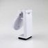 A white mobile phone stand with a foldable design and a black base. It features a simple, modern look.