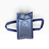 An insulated reusable bag in blue with two handles, displayed from a top-down view.