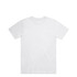 A white t-shirt with a plain design and a tag at the neckline. Features a logo on the inside label.