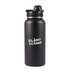 A drink bottle with a matte black finish, featuring a screw top lid and a logo.