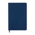 A navy blue notebook with a matching elastic band closure and a ribbon marker. It features a smooth surface and no visible branding.
