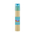A tube containing long coloured pencils in various shades, capped with a clear blue lid and featuring a decorative label.
