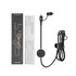A power cable in black with an instruction manual and packaging, featuring a circular cable holder.