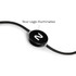 A black illuminated charging cable featuring a round connector and a decorative braided design.