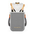 A grey cooler bag features two champagne bottles inside, with a lid open and stylish handles. It has a logo.