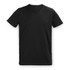A black men's T-shirt with a V-neckline, featuring a simple design and a logo.