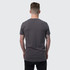 A men's grey T-shirt featuring a simple design and a logo on the back. Suitable for casual wear.