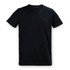 A black men's T-shirt with a V-neck design, featuring a logo on the front.