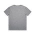 A grey youth t-shirt with short sleeves and a plain back. It features a logo.