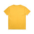 A plain yellow children's t-shirt with a standard round neckline and short sleeves, featuring a logo.