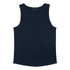 A navy men's tank top with a simple design and a small logo present. Suitable for casual wear.