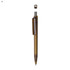 A plastic pen in a transparent brown colour with a silver accent and a clip. It features a brand logo.