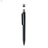 A black plastic pen with a sleek design and a clip. Includes a branding logo at the top.