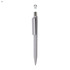 A grey plastic pen with a sleek design, featuring a clip and a silver-tone top. The pen has a logo visible.